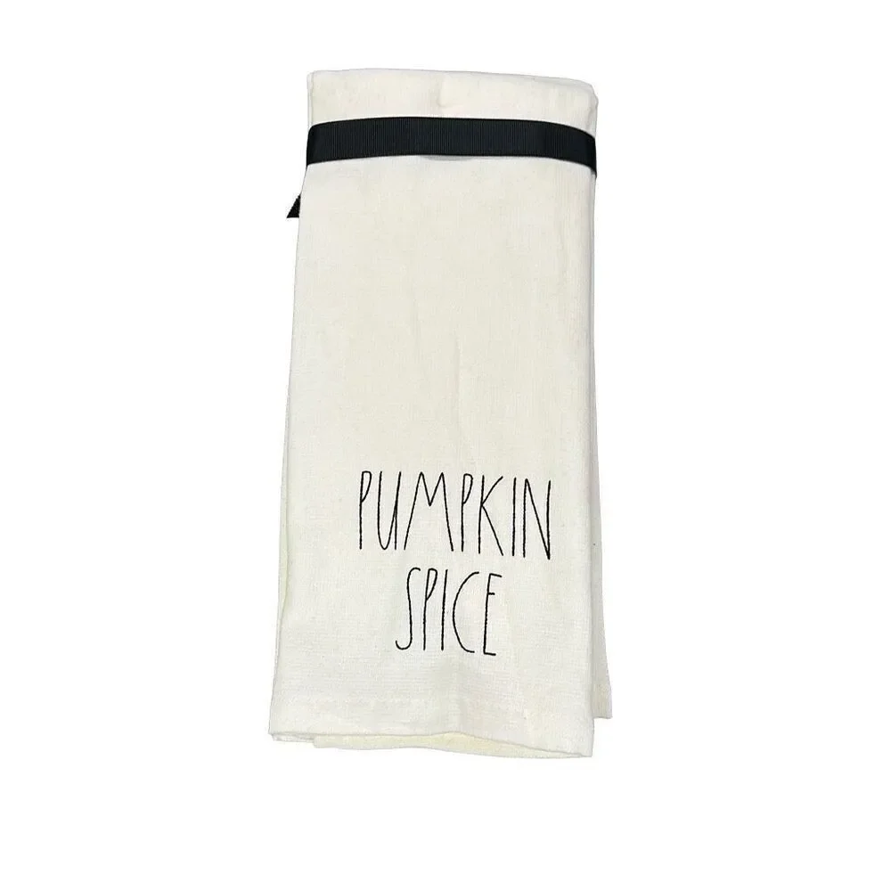 Rae Dunn Pumpkin Spice Halloween Hand Towels Set of 2 NWT Farmhouse Fall Decor